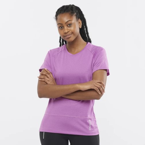 Lavender Salomon Cross Run Short Sleeve Women's T-Shirts | PH 89237X